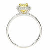 1.29CT WHITE & FANCY YELLOW DIAMOND 18KT 2 TONE GOLD CUSHION & ROUND SQUARE RING