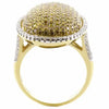 EXTRA LARGE 2.27CT WHITE & FANCY YELLOW DIAMOND 18KT 2 TONE GOLD OVAL PAVE RING