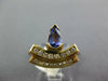 WIDE .78CT DIAMOND & AAA TANZANITE 14K YELLOW GOLD PEAR SHAPE & ROUND CROWN RING