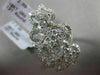 ANTIQUE MASSIVE 2.09CT DIAMOND 18KT WHITE GOLD THREE DIMENSIONAL FLOWER RING