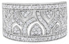 ESTATE WIDE .75CT DIAMOND 14KT WHITE GOLD 3D OPEN FILIGREE CRISS CROSS FUN RING