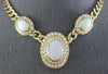 ESTATE EXTRA LARGE 73.9CT DIAMOND & AAA OPAL 18KT YELLOW GOLD OVAL HALO NECKLACE