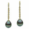 ESTATE .36CT DIAMOND & AAA TAHITIAN PEARL 18KT ROSE GOLD JOURNEY DROP EARRINGS