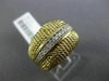 ESTATE WIDE .25CT ROUND DIAMOND 14KT WHITE & YELLOW GOLD 3D MULTI ROW BEAD RING