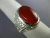ESTATE EXTRA LARGE 925 STERLING SILVER AAA RED AGATE FILIGREE MENS RING #26550