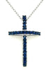 ESTATE .76CT AAA SAPPHIRE 18KT WHITE GOLD 3D CLASSIC CROSS FLOATING PENDANT