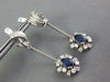 ANTIQUE 2.54CT DIAMOND & AAA SAPPHIRE 18KT WHITE GOLD 3D FLOWER HANGING EARRINGS