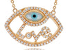 .25CT DIAMOND & AAA MOTHER OF PEARL 14KT ROSE GOLD LUCKY EVIL EYE LOVE NECKLACE