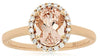1.12CT DIAMOND & AAA MORGANITE 14KT ROSE GOLD 3D OVAL & ROUND FLOWER LOVE RING