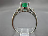 ESTATE 1.70CT DIAMOND & EMERALD 14K WHITE GOLD 3D 3 STONE ENGAGEMENT RING #27134