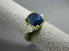 ESTATE LARGE 5.20CT DIAMOND & SAPPHIRE 18KT YELLOW GOLD 3 STONE ENGAGEMENT RING