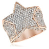 ESTATE LARGE 3.58CT DIAMOND 14KT ROSE GOLD 3D MULTI ROW STAR LOVE RING