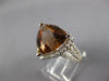 ESTATE LARGE 9.10CT DIAMOND & AAA SMOKEY TOPAZ 14KT WHITE GOLD TRILLION FUN RING