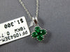 SMALL .36CT AAA EMERALD 18KT WHITE GOLD 3D INVISIBLE ROUND FLOWER LOVE PENDANT