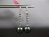 LARGE .36CT DIAMOND & AAA TAHITIAN PEARL 14KT WHITE GOLD BEZEL HANGING EARRINGS