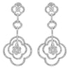1.03CT DIAMOND 14K WHITE GOLD CLUSTER 4 LEAF CLOVER FLOWER LOVE HANGING EARRINGS