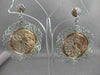 ESTATE LARGE 14K WHITE ROSE GOLD HANGING FLOWER FILIGREE HOOP EARRINGS 43M #2680