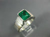 ESTATE LARGE 1.65CT AAA EMERALD 18KT WHITE GOLD SOLITAIRE BEZEL ENGAGEMENT RING