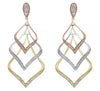 ESTATE LARGE .50CT DIAMOND 14KT TRI COLOR GOLD MULTI TEAR DROP HANGING EARRINGS