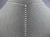 ESTATE LONG .61CT DIAMOND & AAA SAPPHIRE 18KT WHITE GOLD 3D CLASSIC BAR PENDANT
