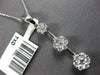 LARGE .75CT DIAMOND 14KT WHITE GOLD PAST PRESENT FUTURE FLOWER FLOATING PENDANT