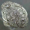 ANTIQUE WIDE .42CT DIAMOND 14KT WHITE GOLD 3D 3 STONE HALO FILIGREE RING #1330
