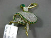 ESTATE LARGE 3.30CT DIAMOND & AAA EMERALD 14KT YELLOW GOLD BALLERINA BROOCH PIN