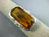 ANTIQUE LARGE 9.40CT AAA CITRINE 18KT WHITE GOLD SOLITAIRE FILIGREE RING #26609