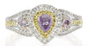 .58CT WHITE PINK & FANCY YELLOW DIAMOND 18KT TRI COLOR GOLD PEAR SHAPE HALO RING