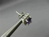 ESTATE 1CT DIAMOND & AAA AMETHYST 14K WHITE GOLD HALO EMERALD CUT STUD EARRINGS