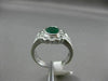 ESTATE 2.19CT DIAMOND & EMERALD 18K WHITE GOLD OVAL FLOWER BEZEL ENGAGEMENT RING