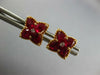 1.42CT DIAMOND & AAA RUBY 18KT ROSE GOLD 3D PEAR SHAPE FLOWER STAR STUD EARRINGS
