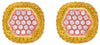 1.79CT PINK FANCY YELLOW DIAMOND 18KT YELLOW & ROSE GOLD SQUARE HEXIGON EARRINGS