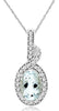 .80CT DIAMOND & AAA AQUAMARINE 14K WHITE GOLD 3D OVAL LOVE KNOT FLOATING PENDANT