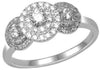 .5CT DIAMOND 14K WHITE GOLD MULTI CIRCULAR 3 STONE PAST PRESENT FUTURE LOVE RING