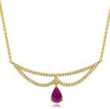 .65CT DIAMOND & AAA RUBY 14KT YELLOW GOLD PEAR SHAPE & ROUND HAPPY FUN NECKLACE