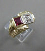 ANTIQUE .95CT OLD MINE DIAMOND & RUBELLITE 14K 2 TONE GOLD SWIRL MENS RING 19295