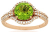 ESTATE 2.28CT DIAMOND & AAA PERIDOT 14K ROSE GOLD 3D ROUND CLASSIC HALO FUN RING