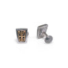 ESTATE HANDCRAFTED 18KT YELLOW GOLD & 925 SILVER RECTANGULAR FILIGREE CUFFLINKS