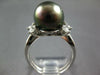 LARGE .65CT DIAMOND & AAA TAHITIAN PEARL PLATINUM ROUND & PEAR SHAPE LOVE RING