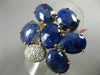 ESTATE LARGE 10.25CT DIAMOND & AAA SLICED BLUE AGATE 14KT ROSE GOLD FLOWER RING
