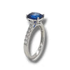 2.83CT DIAMOND & AAA SAPPHIRE 18KT WHITE GOLD 3D CUSHION & ROUND ENGAGEMENT RING
