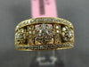 ESTATE WIDE .75CT DIAMOND 18KT ROSE GOLD 3D 3 FLOWER MILGRAIN ANNIVERSARY RING