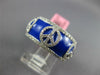 WIDE 1.40CT DIAMOND & BLUE ENAMEL 18KT WHITE GOLD MULTI PEACE SIGN ETERNITY RING