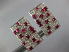 LARGE 4.0CT DIAMOND & AAA RUBY 18KT WHITE GOLD ROUND & PRINCESS CLIP ON EARRINGS