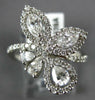 LARGE 1.22CT DIAMOND 18K WHITE GOLD ROUND MARQUISE & PEAR SHAPE FLOWER LOVE RING