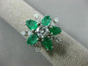 ESTATE LARGE 2.52CT DIAMOND & AAA EMERALD 14K WHITE GOLD FLOWER ANNIVERSARY RING