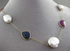 ANTIQUE 6.0CTW AAA MULTI COLOR GEM & PEARL BY THE YARD 14KT YELLOW GOLD NECKLACE