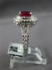 WIDE 3.01CT DIAMOND & AAA RUBY 18KT WHITE GOLD OVAL DOUBLE HALO ENGAGEMENT RING