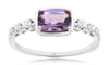 1.0CT DIAMOND & AAA AMETHYST 14K WHITE GOLD CUSHION & ROUND FRIENDSHIP LOVE RING